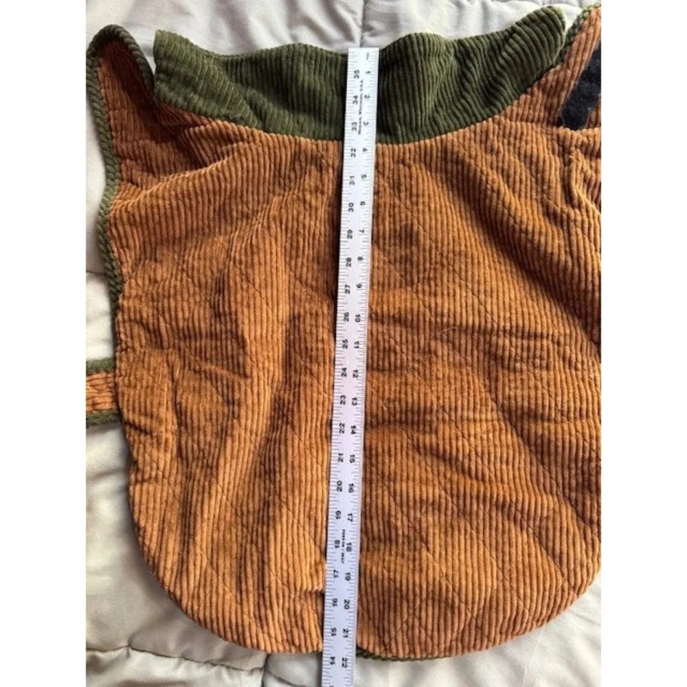 Woolrich Pet Corduroy Patchwork Dog Coat‎ Turtleneck Green Brown Red Tan Size L